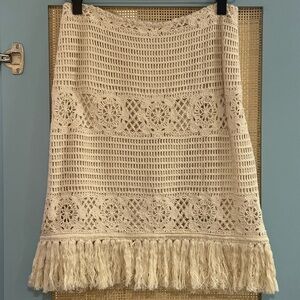 Lucy Paris Cream Crochet Midi Skirt